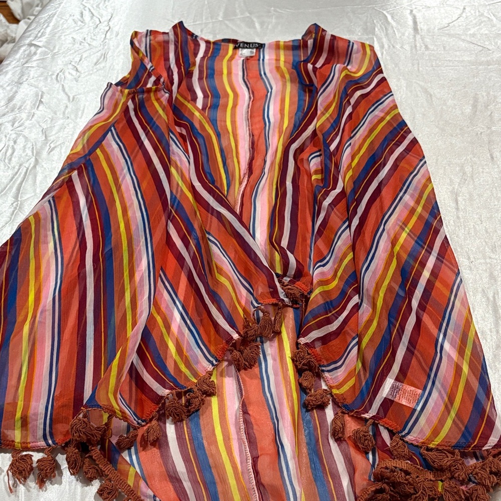 VENUS Multicolor Striped Kimono